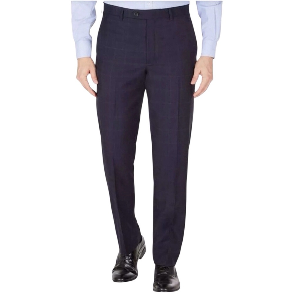 Lauren Ralph Lauren Mens Pants Size 40 x 29 Blue Windowpane Plaid Wool New